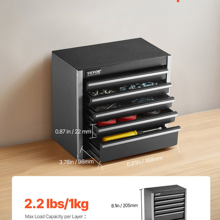 Metalinė įrankių dėžė VEVOR TBHG-905BK, 5 stalčiai