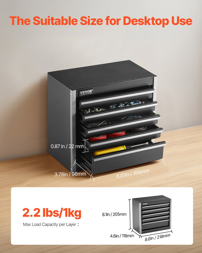 Metalinė įrankių dėžė VEVOR TBHG-905BK, 5 stalčiai