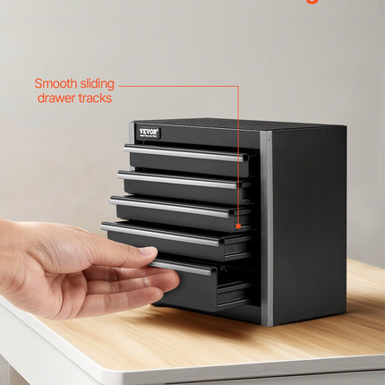 Metalinė įrankių dėžė VEVOR TBHG-905BK, 5 stalčiai