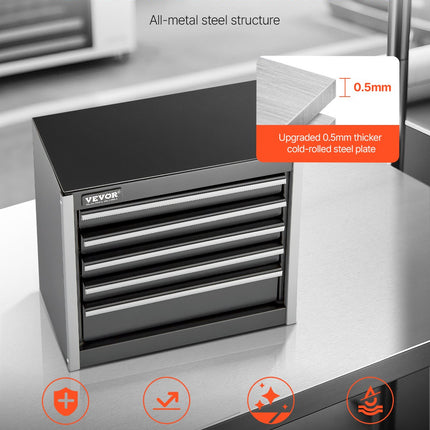 Metalinė įrankių dėžė VEVOR TBHG-905BK, 5 stalčiai