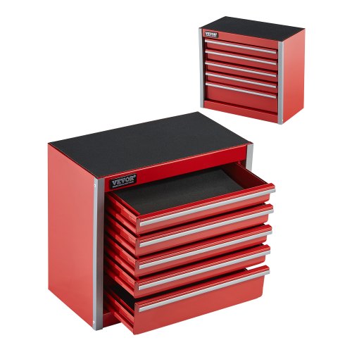 Metalinė įrankių dėžė VEVOR TBHG-905RD, 5 stalčiai