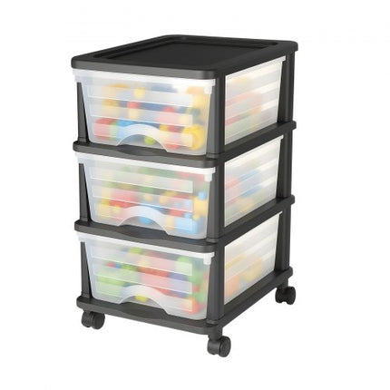 Plastikinė stalčių spintelė su ratukais VEVOR 3323-W, 3 stalčiai