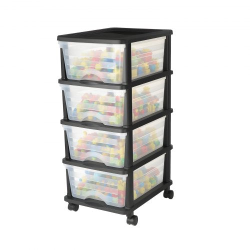 Plastikinė stalčių spintelė su ratukais VEVOR 3324-W, 4 stalčiai
