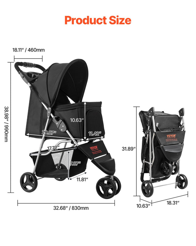 Augintinių vežimėlis VEVOR GS301, 16 kg apkrova