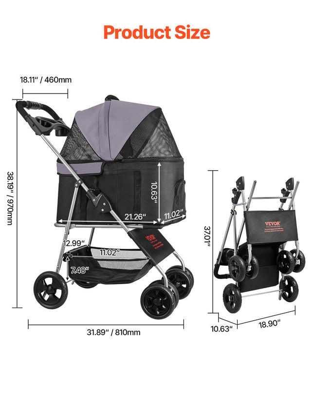 Augintinių vežimėlis VEVOR GS302, 16 kg keliamoji galia