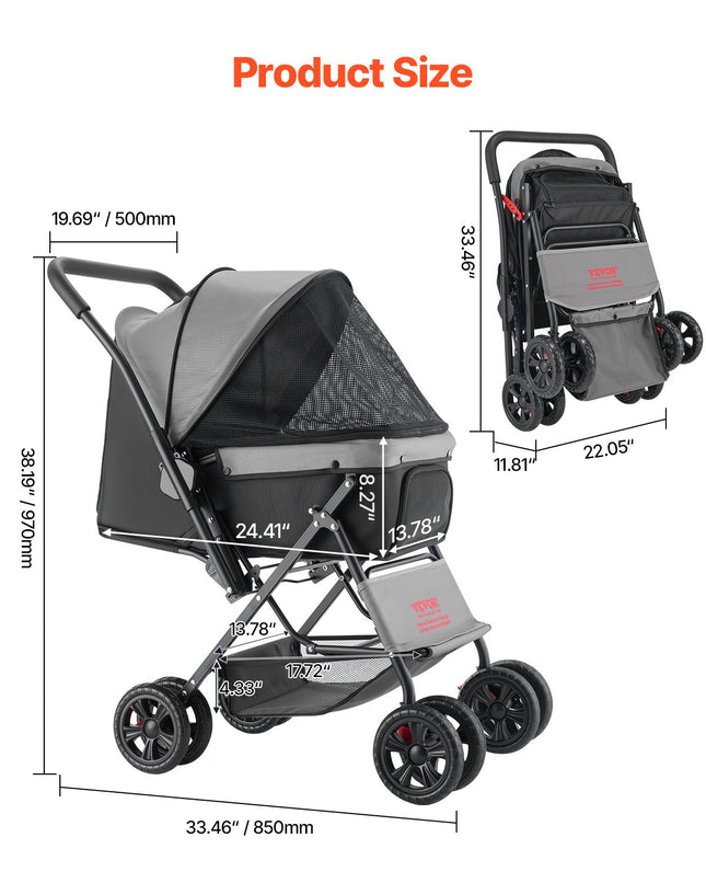 Vežimėlis augintiniams VEVOR GS303, iki 20 kg