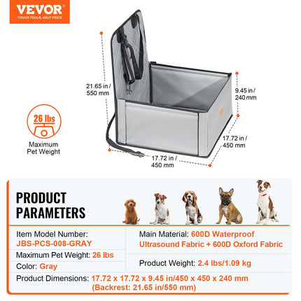 Šuns automobilinė kėdutė VEVOR JBS-PCS-008-GRAY, iki 11,8 kg