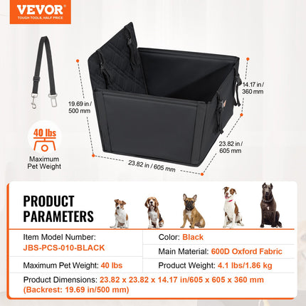 Šuns automobilinė kėdutė VEVOR JBS-PCS-010-BLACK, iki 18 kg