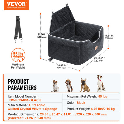 Šuns automobilinė kėdutė VEVOR JBS-PCS-001-BLACK, iki 25 kg