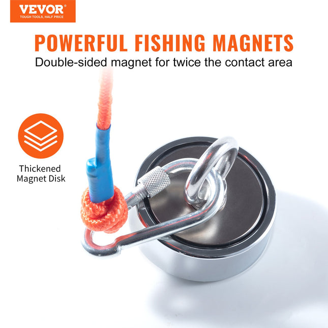 Magnetinės žvejybos rinkinys VEVOR MGL75-2A, 544,3 kg traukos jėga