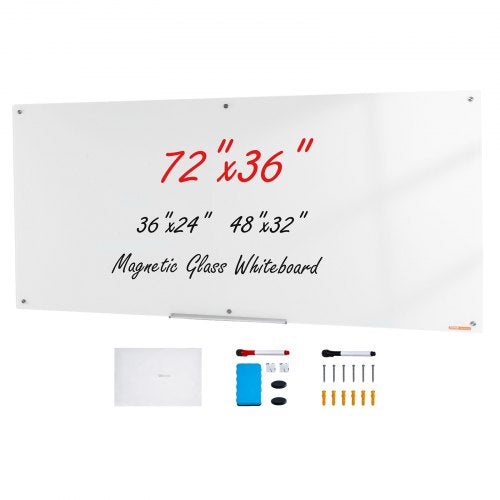 Magnetinė stiklinė lenta VEVOR GB-3672-MW, 183x92 cm