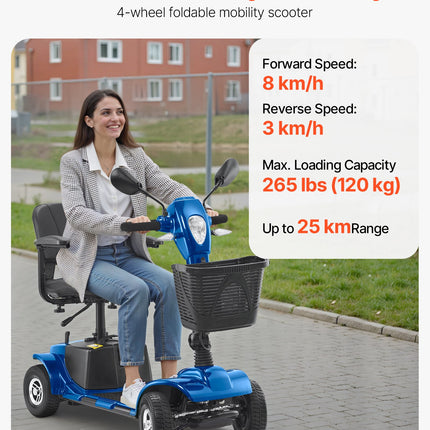 Keturratis elektrinis judėjimo skuteris VEVOR W3467, 25 km nuvažiuojamas atstumas