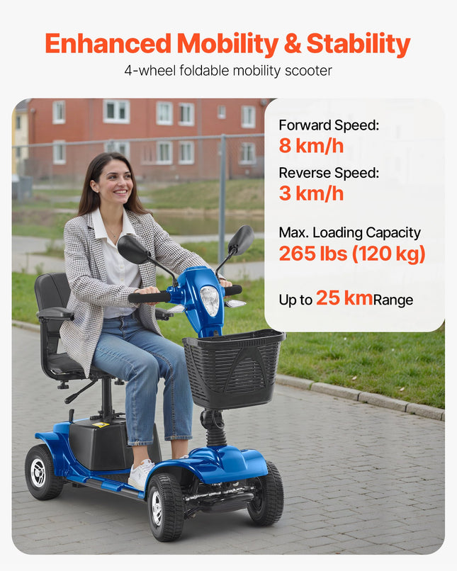 Keturratis elektrinis judėjimo skuteris VEVOR W3467, 25 km nuvažiuojamas atstumas