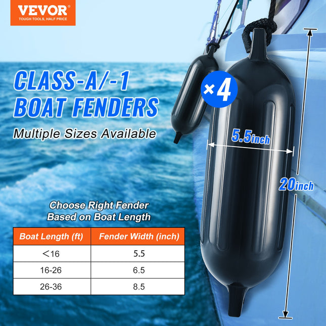 Laivo fenderiai VEVOR 80E01B, 14 x 51 cm, 4 vnt.