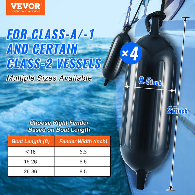 Laivo fenderiai VEVOR 80E01D, 8,5" x 26"