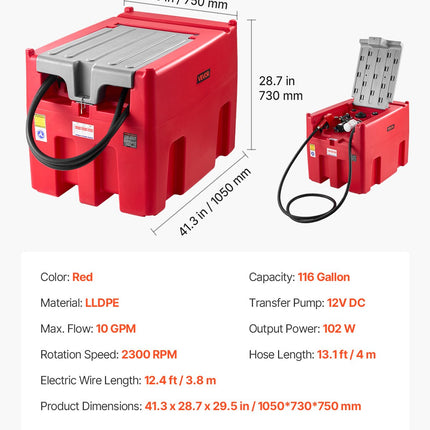 Nešiojama kuro talpa VEVOR YDIES400L-E, 440 l