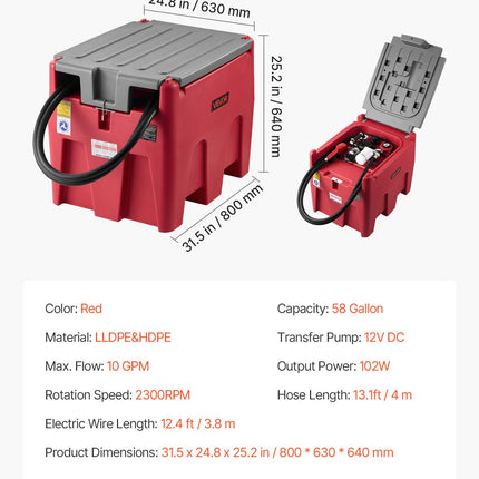 Nešiojama kuro talpa VEVOR YDIES200L-E, 220 l