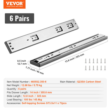 Stalčių bėgeliai VEVOR 4605S2.350-6, 355,6 mm ilgio