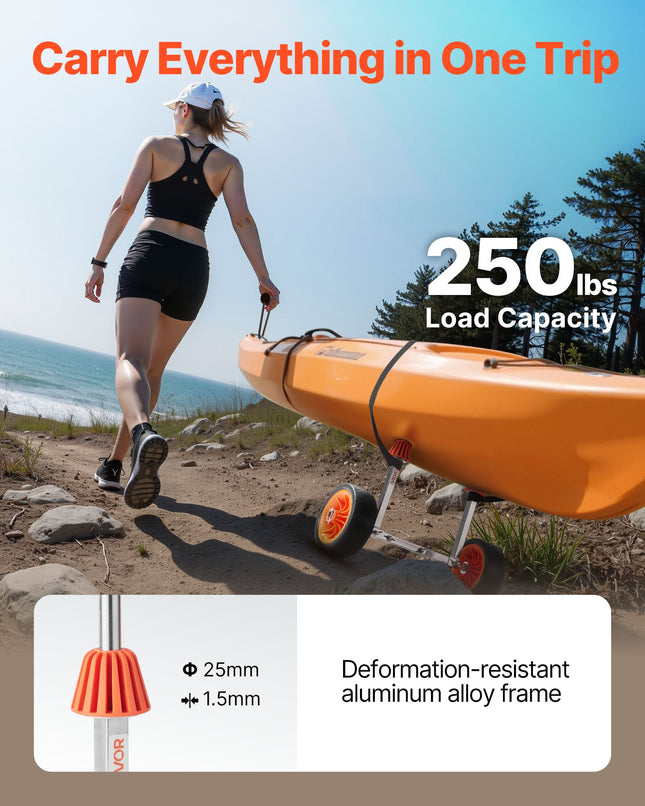 Baidarių vežimėlis VEVOR 2017, 113,4 kg keliamoji galia