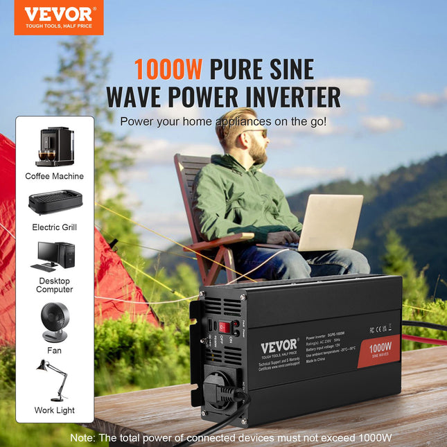 Įtampos keitiklis VEVOR SGPE-1000W, 1000 W