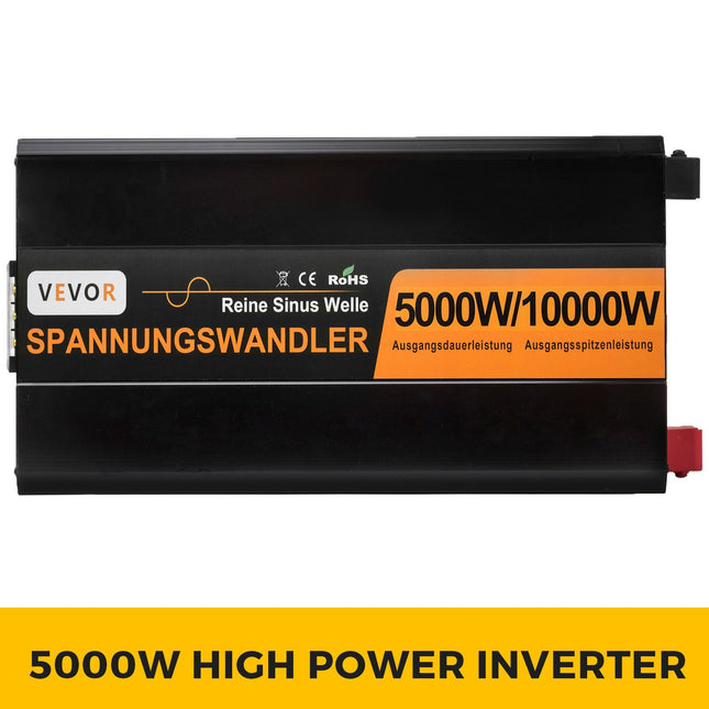 Gryno sinuso įtampos keitiklis VEVOR 5000W 24V-230V, 10000W pikinė galia