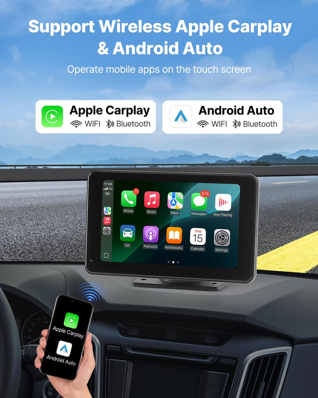 Automobilinis multimedijos grotuvas VEVOR 7090P, 7 colių HD jutiklinis ekranas