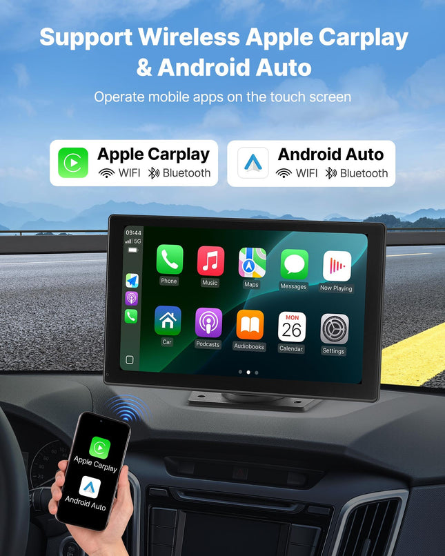 Automobilinė multimedijos sistema VEVOR 7098P, 9 colių HD ekranas