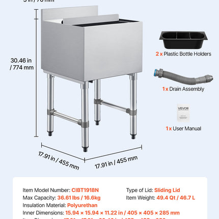 Ledo talpa VEVOR CIBT1918N, 46,7 l talpa