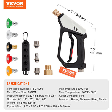 Aukšto slėgio plovimo pistoletas VEVOR TSG-5000, 5000 PSI