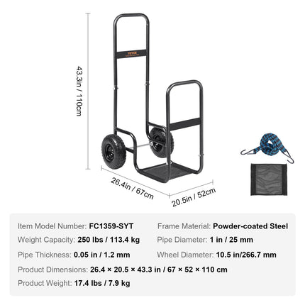 Malkų vežimėlis VEVOR FC1359-SYT, 113,4 kg keliamoji galia
