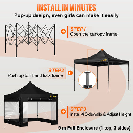 Atlenkiama pavėsinė VEVOR Pop Up, 3x3 m