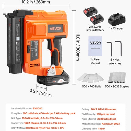 Akumuliatorinis vinių ir kabių kalimo pistoletas VEVOR BV5040, 20V