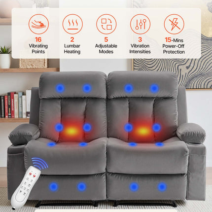 Dvivietė elektrinė masažinė sofa VEVOR A1505-2DLR, su šildymo ir masažo funkcijomis