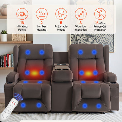 Dvivietė elektrinė masažinė sofa VEVOR A1503-2DLR, su šildymo funkcija