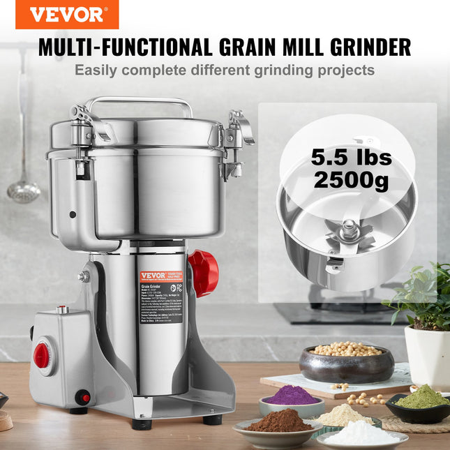 Elektrinis grūdų ir prieskonių malūnas VEVOR HC-2500Y, 2500 g