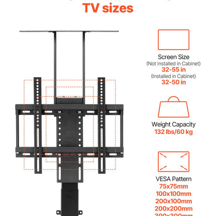 Motorizuotas TV laikiklis VEVOR OK888-DD560, 60 kg apkrova