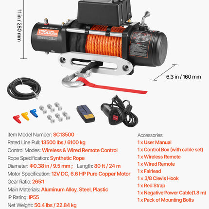 Elektrinė gervė VEVOR SC13500, 6100 kg traukos galia