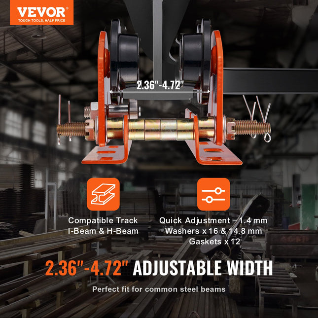 Rankinis gervės vežimėlis VEVOR 0.5T-H, 0,5 t keliamoji galia