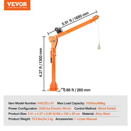 Elektrinis pikapo kranas VEVOR HXCZDJ-01, 499 kg