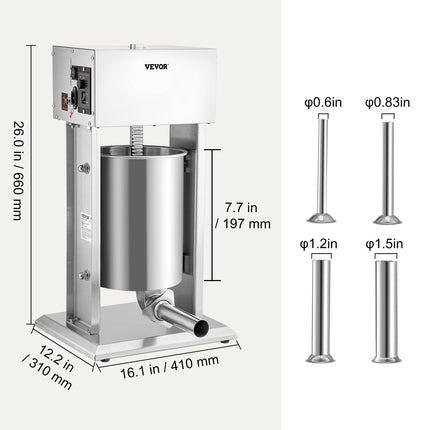 Elektrinis dešrų kimštuvas VEVOR XZO-10D, 10 l