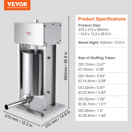 Elektrinis dešrų kimštuvas VEVOR XZO-12D, 12 L