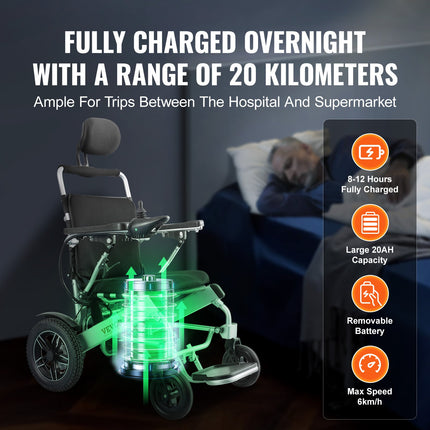 Elektrinis sulankstomas neįgaliojo vežimėlis VEVOR JRWD6012, 136 kg keliamoji galia