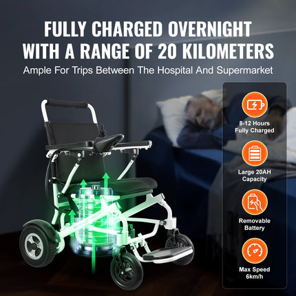 Sulankstomas elektrinis neįgaliojo vežimėlis VEVOR JRWD6010, 136 kg