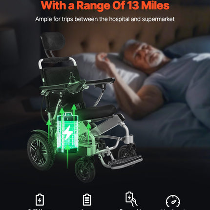 Elektrinis neįgaliojo vežimėlis VEVOR JRWD6012, 136 kg keliamoji galia
