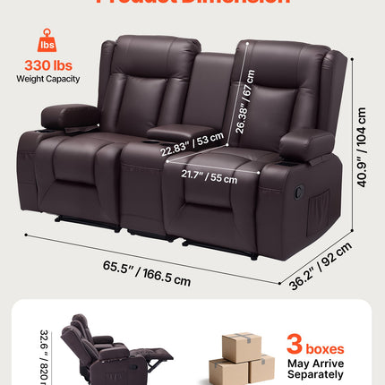 Dvivietė atlošiama sofa VEVOR SX-81673M, su vidine konsule