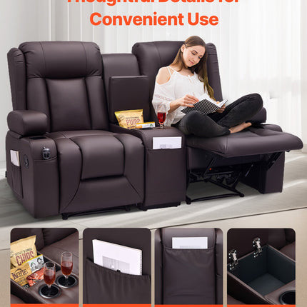 Dvivietė atlošiama sofa VEVOR SX-81673M, su vidine konsule