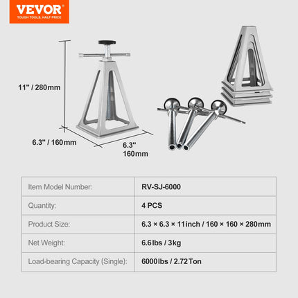 Kemperio stabilizavimo atramos VEVOR RV-SJ-6000, 2,72 t keliamosios galios