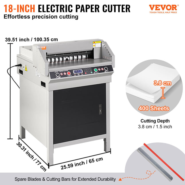 Elektrinė popieriaus pjaustyklė VEVOR 450VS+, 450 mm pjovimo plotis