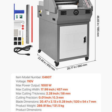 Elektrinė popieriaus pjaustyklė VEVOR E460T, 457 mm pjovimo plotis