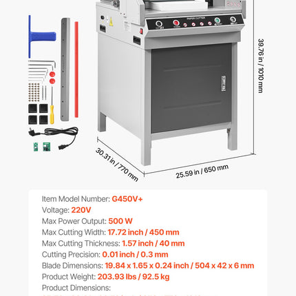 Elektrinė popieriaus pjaustyklė VEVOR G450V+, 450 mm pjovimo plotis